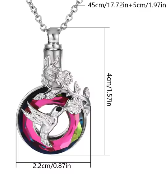 Hummingbird Memorial Necklace for Ashes