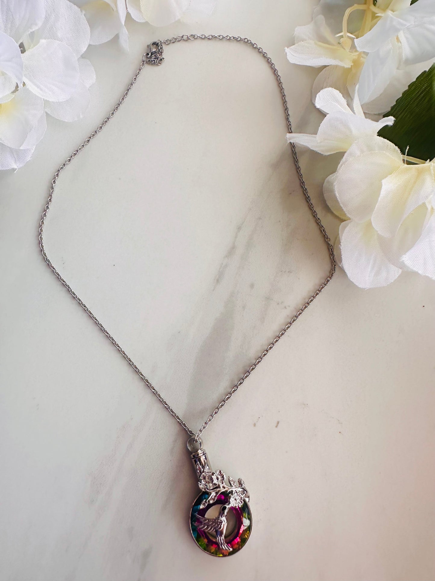 Hummingbird Memorial Necklace for Ashes