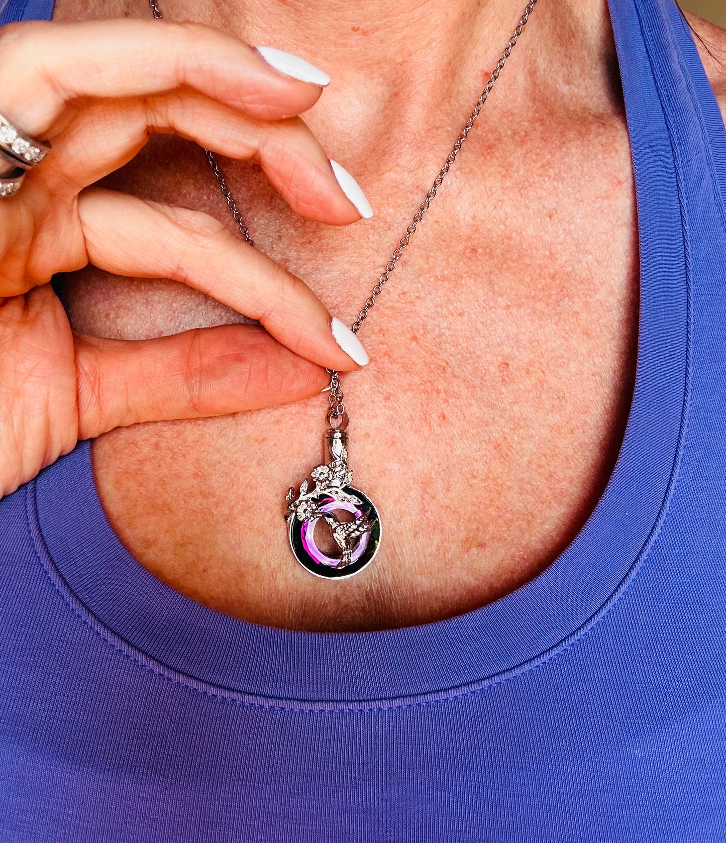 Hummingbird Memorial Necklace for Ashes