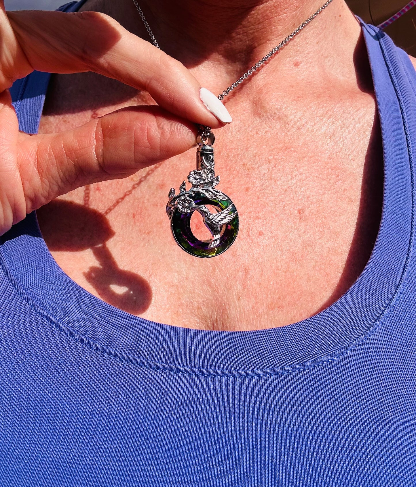 Hummingbird Memorial Necklace for Ashes