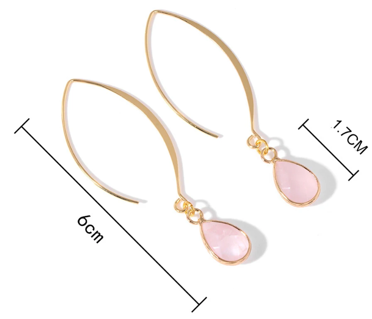 Love Vibes Rose Quartz Dangle Drop Earrings