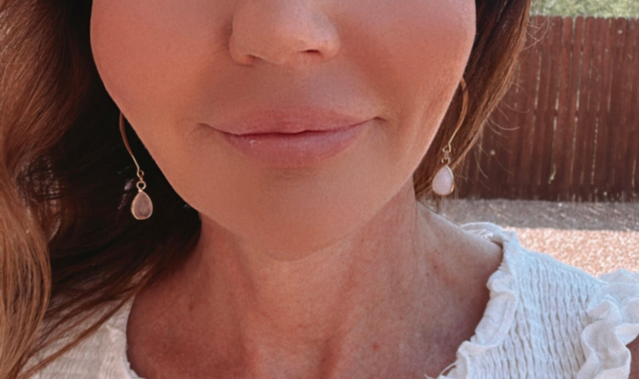 Love Vibes Rose Quartz Dangle Drop Earrings