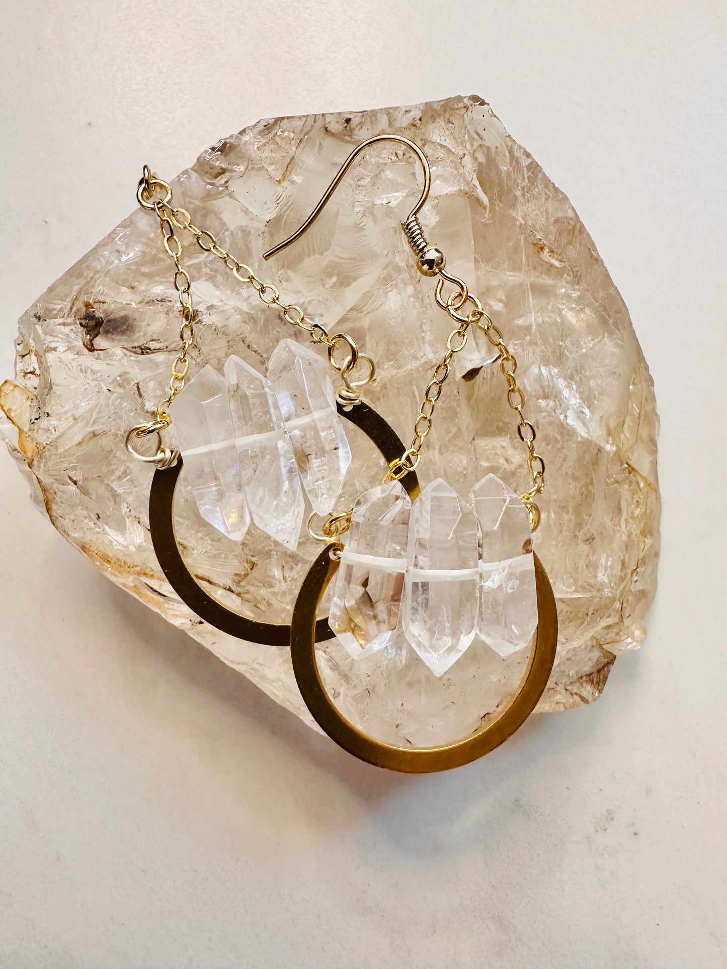 Raw Herkimer Quartz Diamond Earrings