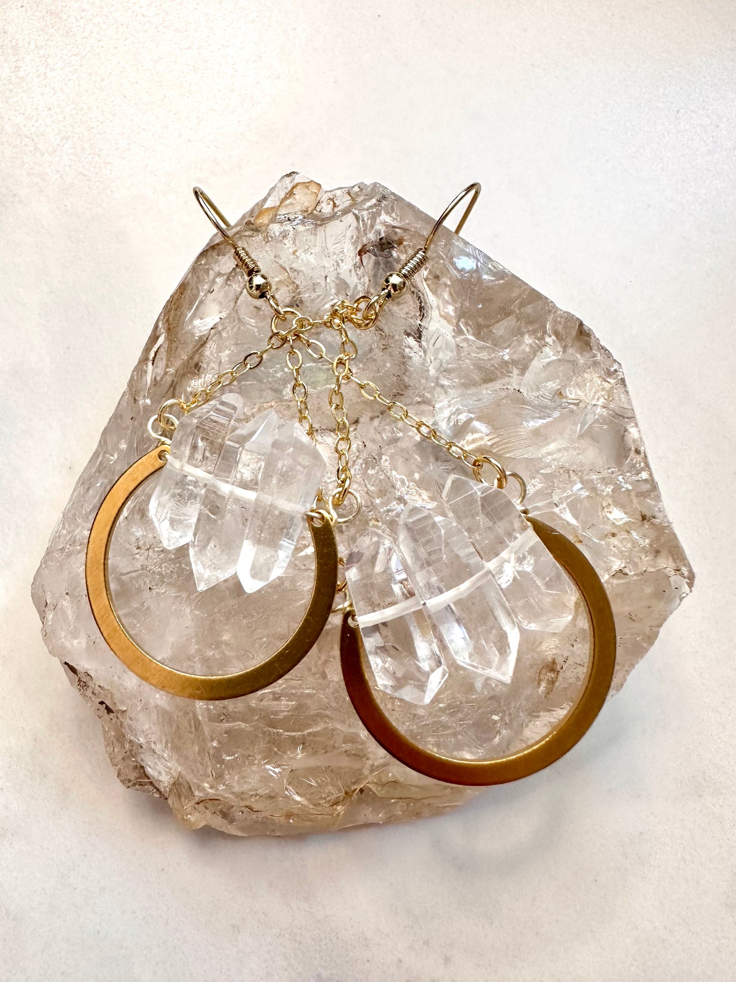 Raw Herkimer Quartz Diamond Earrings