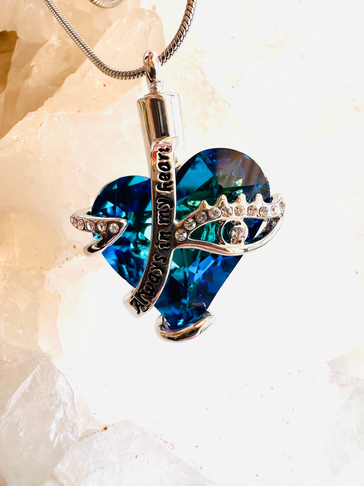 Evil Eye Memorial Heart Urn for Ashes Necklace