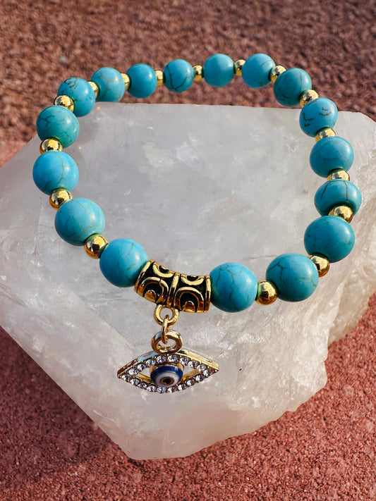 Evil Eye Turquoise Protection Bracelet (17cm)