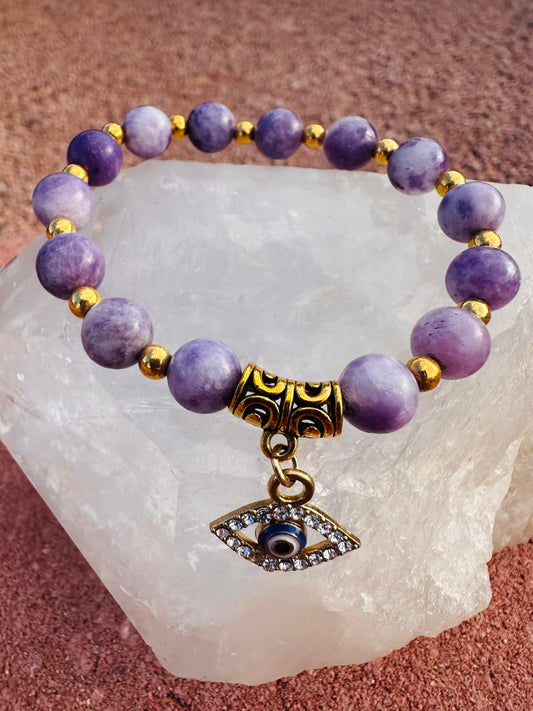 Evil Eye Purple Mica Protection Bracelet (17cm)