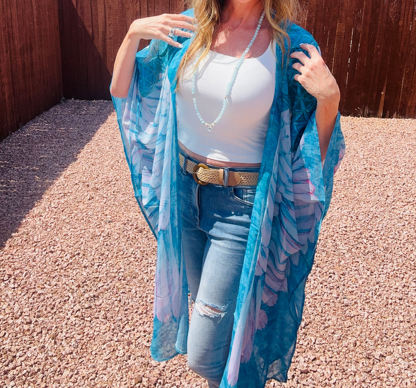 High Vibe Angel Wing Kimono Wrap Blue