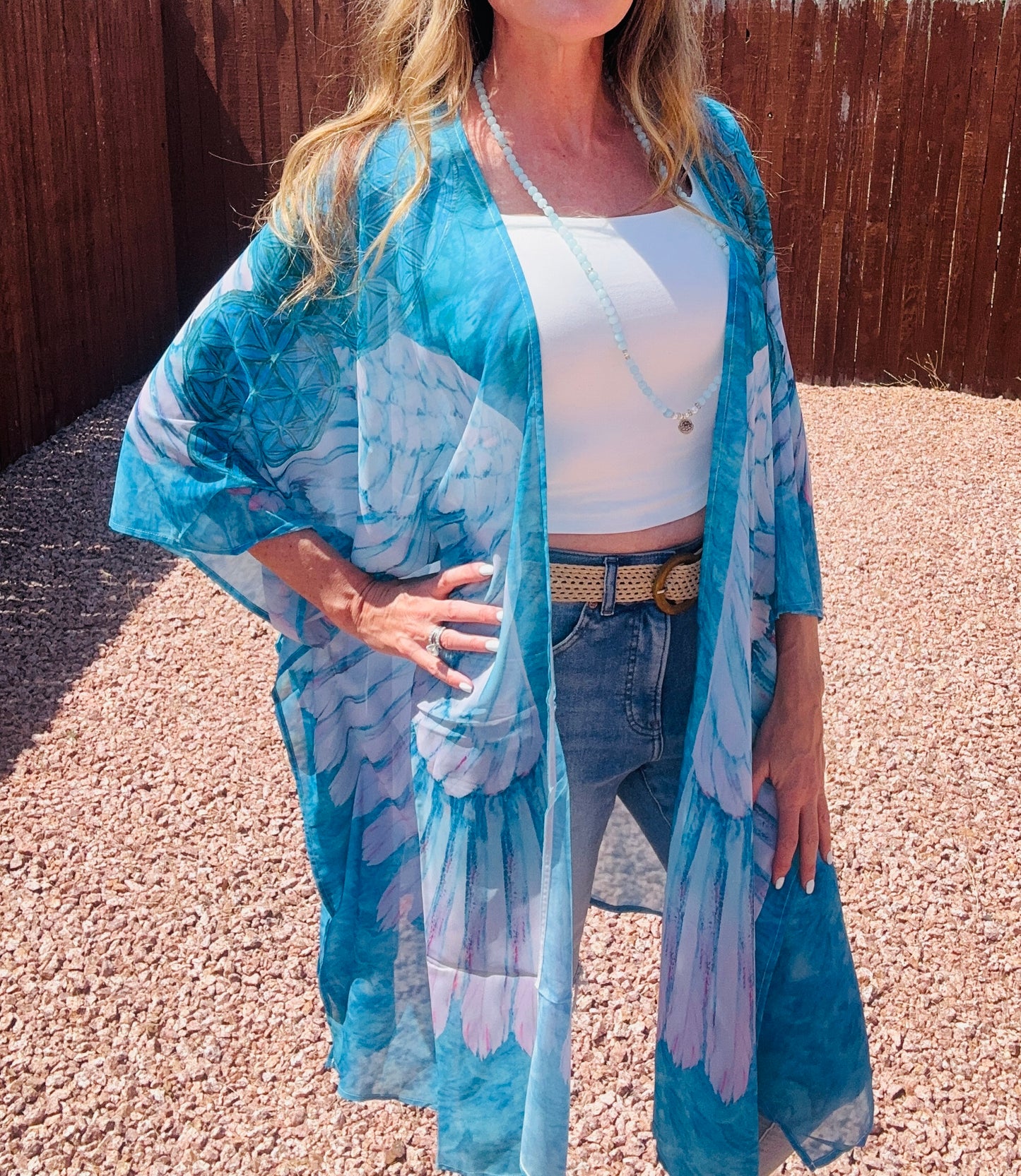 High Vibe Angel Wing Kimono Wrap Blue