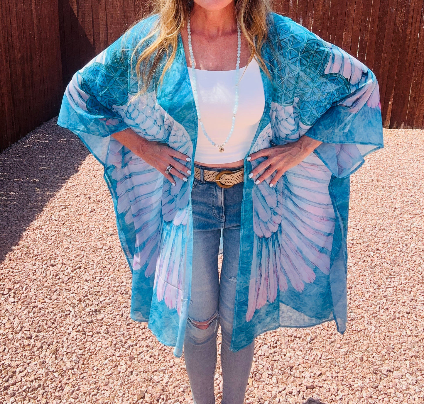 High Vibe Angel Wing Kimono Wrap Blue