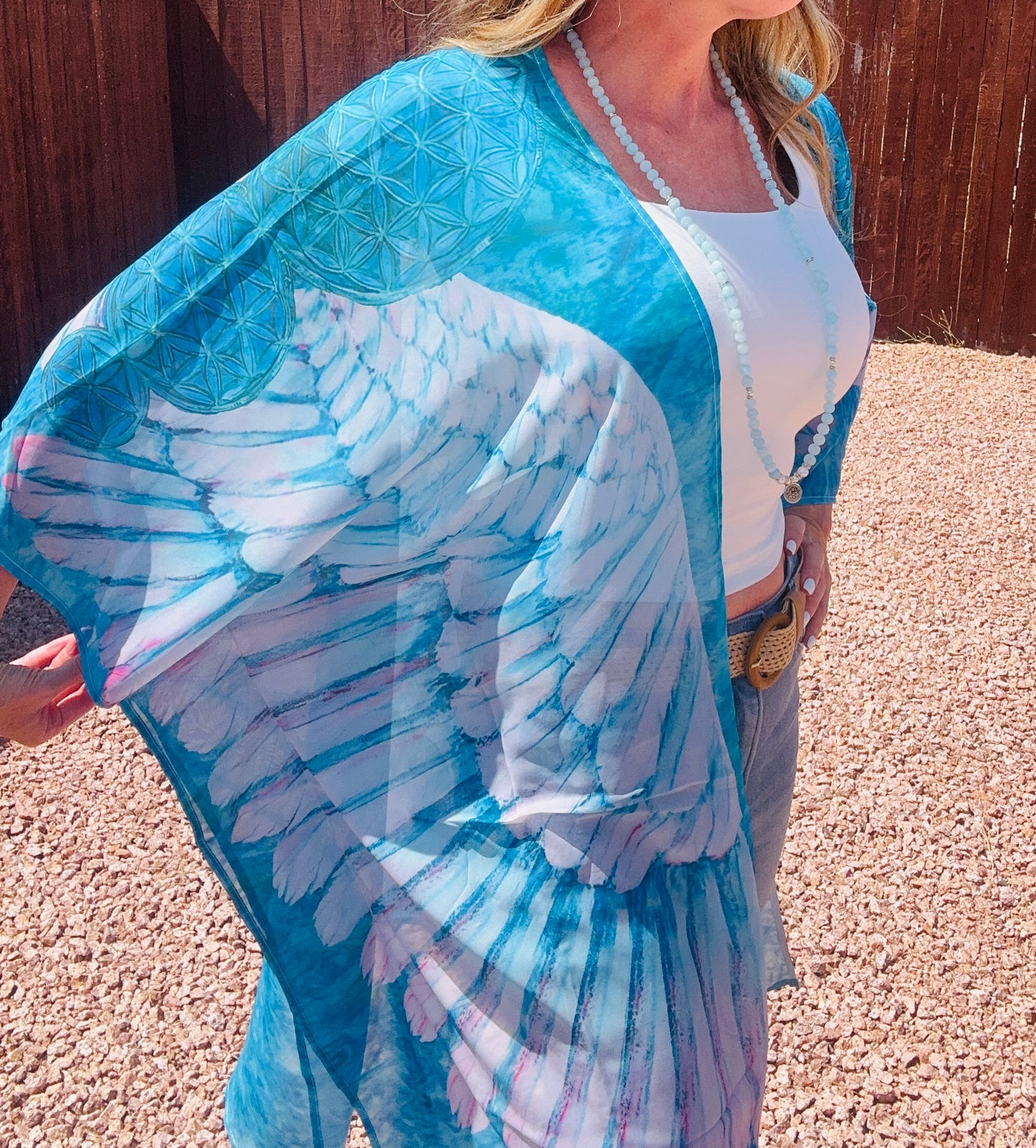 High Vibe Angel Wing Kimono Wrap Blue