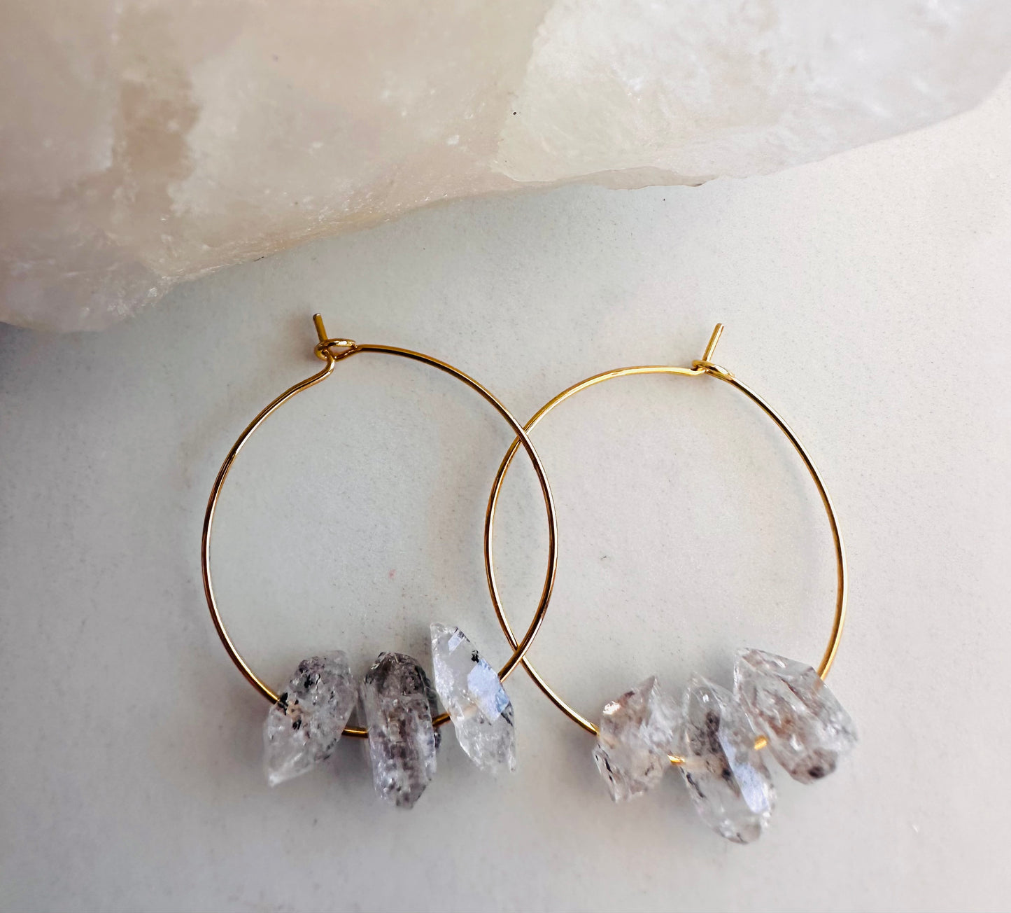 Herkimer Diamond Hoop Healing Earrings