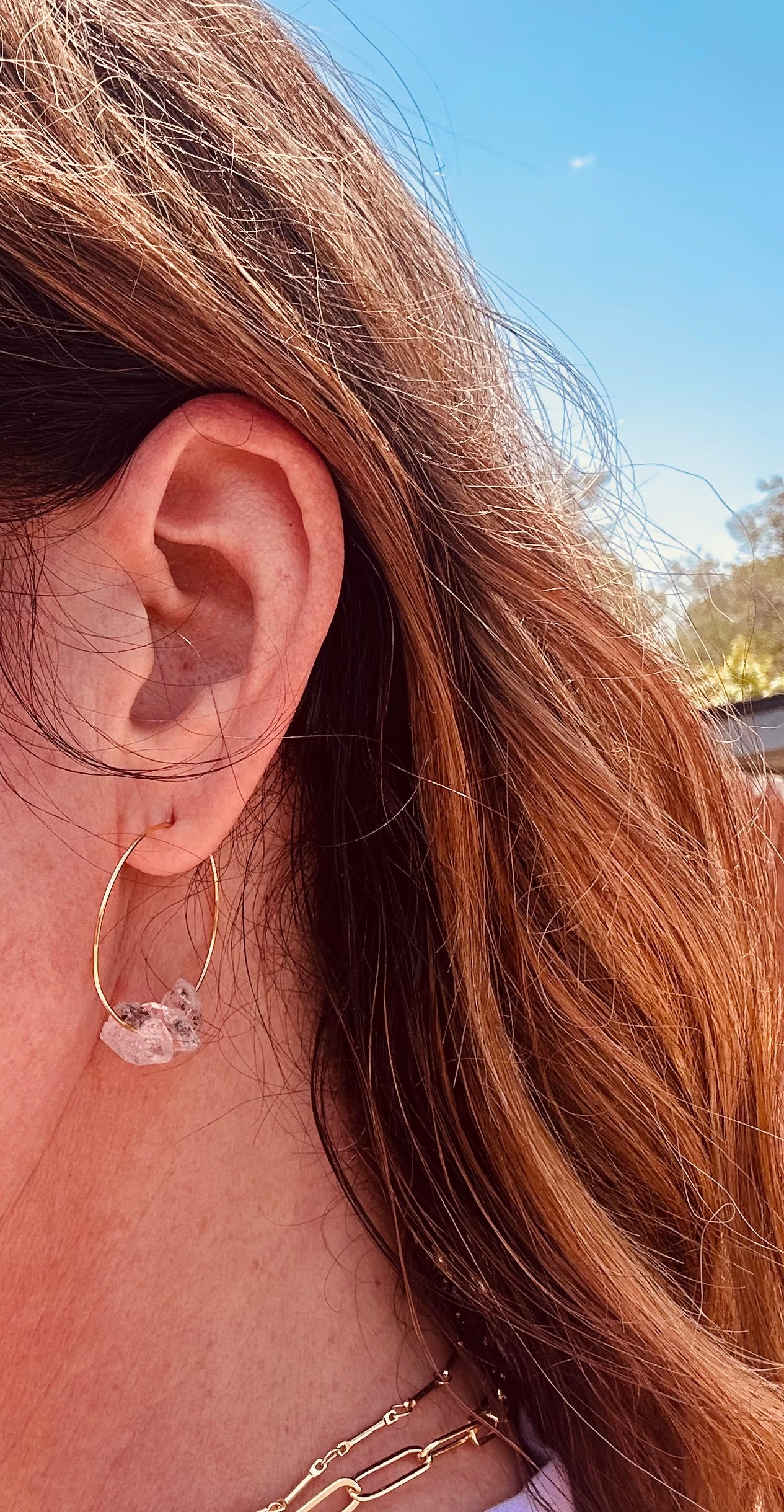 Herkimer Diamond Hoop Healing Earrings