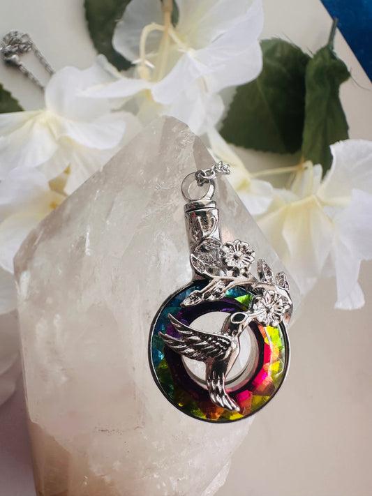 Hummingbird Memorial Necklace for Ashes