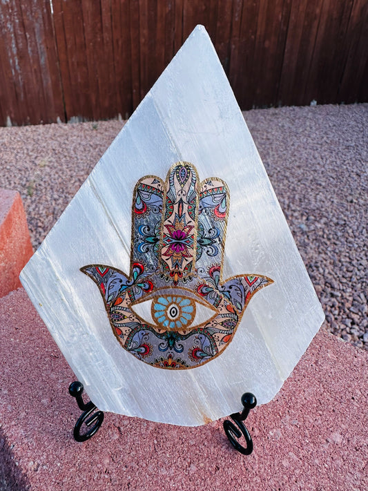 Protection Hamsa Selenite Decor