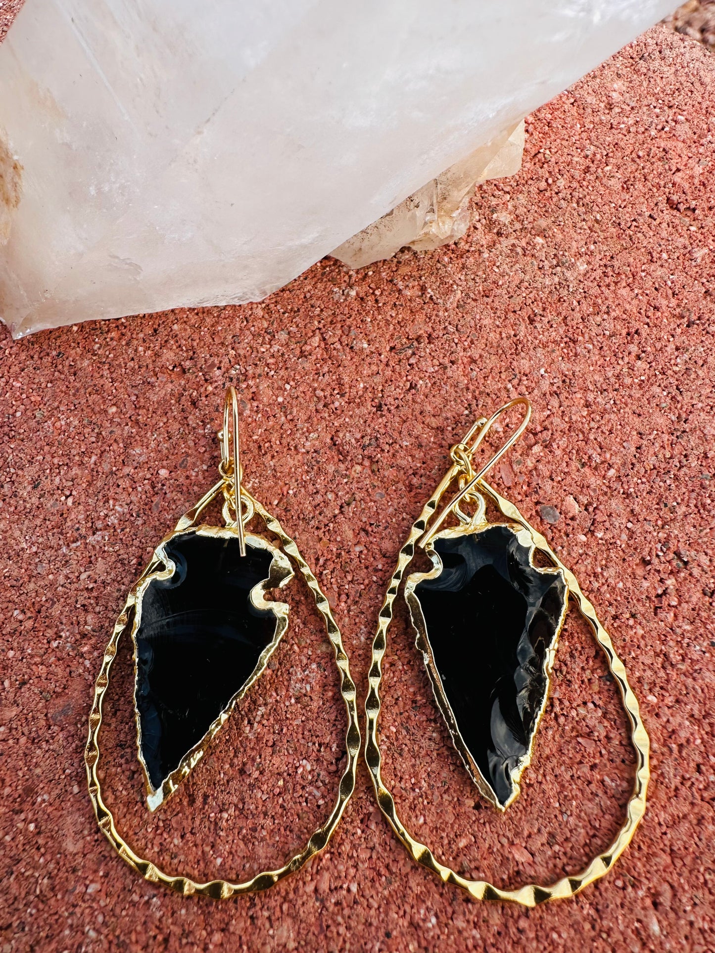 Protection Arrowhead Obsidian Earrings