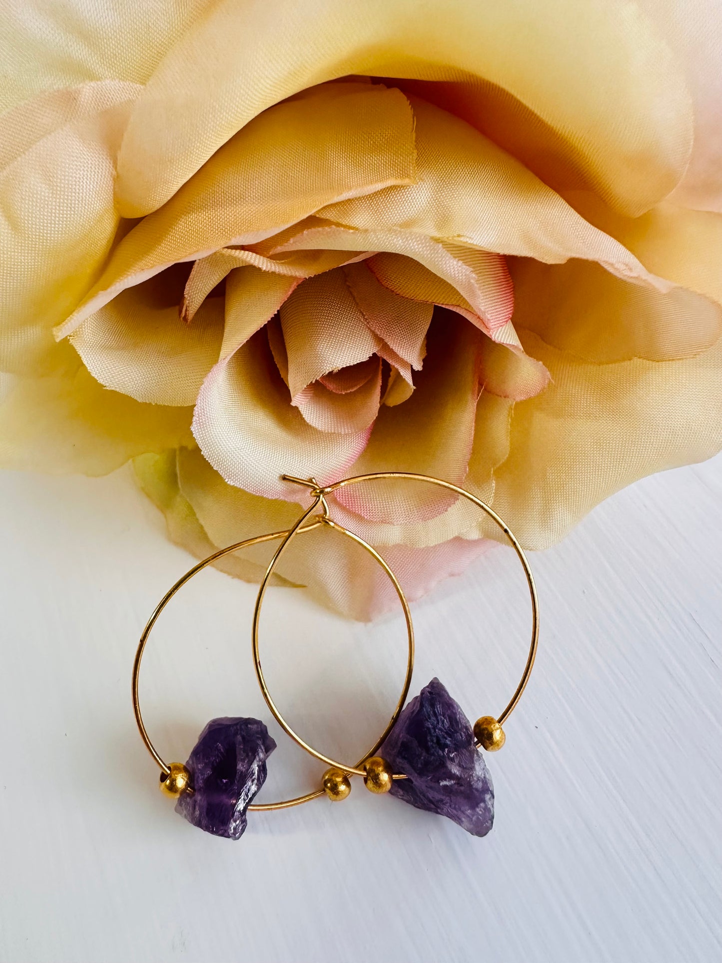 THE manifesting earrings! Amethyst raw hunks of Gorgeousness