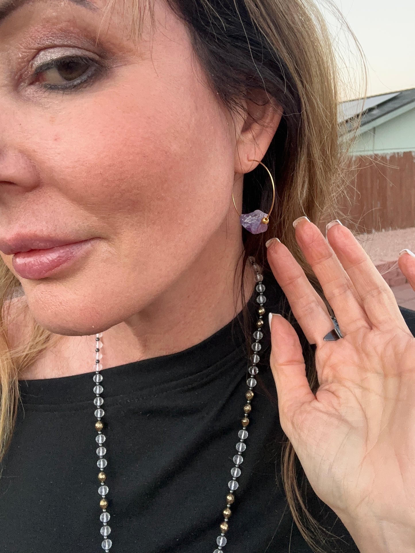 THE manifesting earrings! Amethyst raw hunks of Gorgeousness